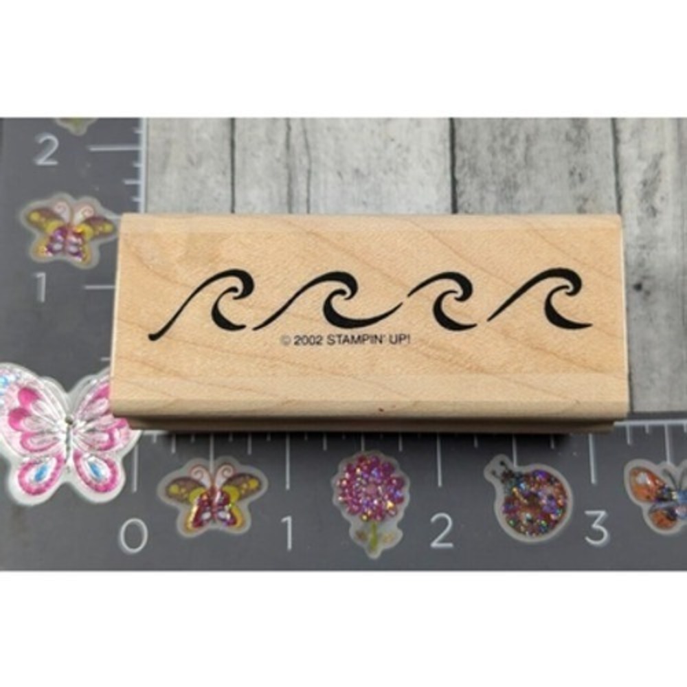 Stampin' Up! Waves Ocean Border 2002 Rubber Stamp Wood #J76